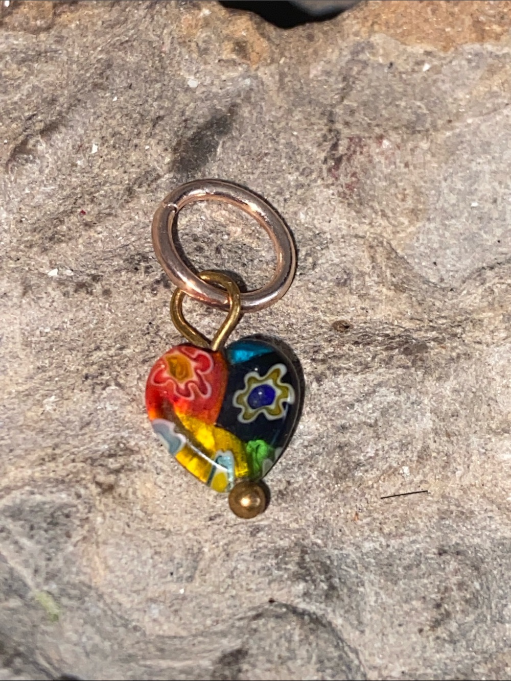 5/$10❤️❤️❤️NEW Mini Millifiore Glass Heart Charm Pendant